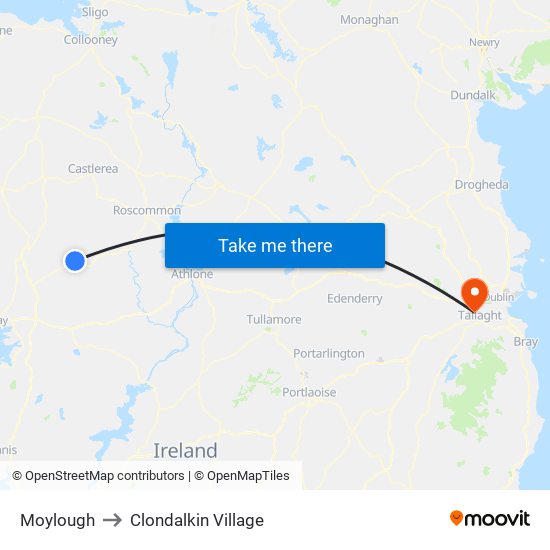 Moylough to Clondalkin Village map