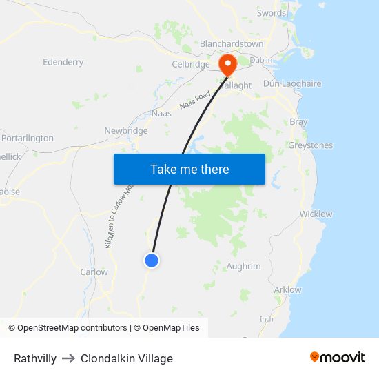 Rathvilly to Clondalkin Village map