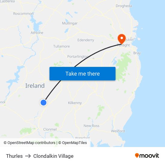 Thurles to Clondalkin Village map