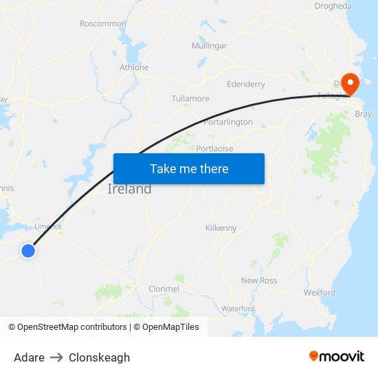 Adare to Clonskeagh map