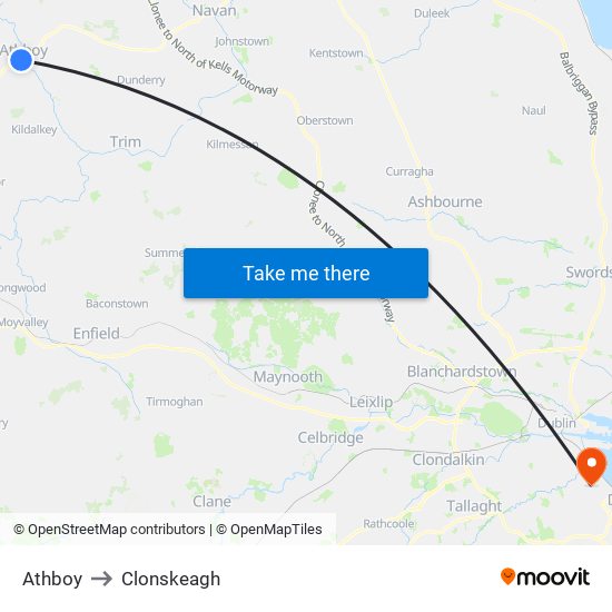 Athboy to Clonskeagh map