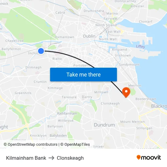Kilmainham Bank to Clonskeagh map