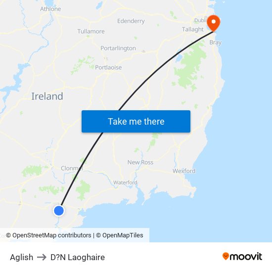 Aglish to D?N Laoghaire map
