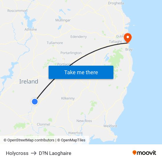 Holycross to D?N Laoghaire map