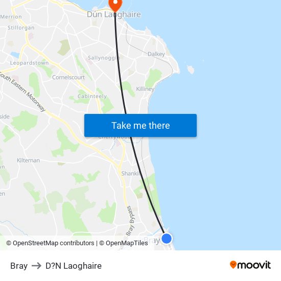 Bray to D?N Laoghaire map