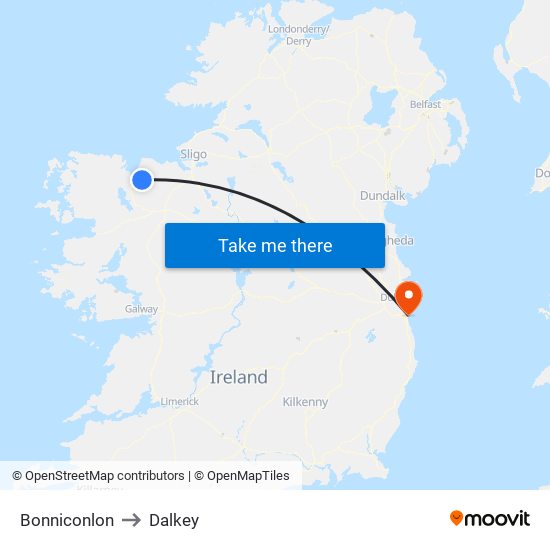 Bonniconlon to Dalkey map