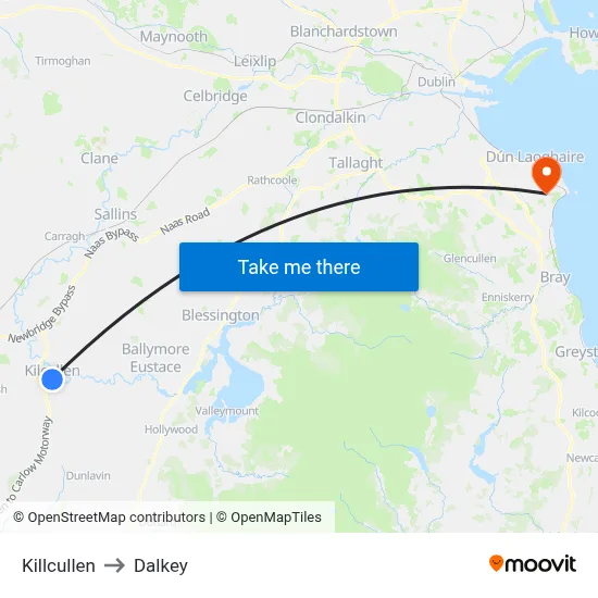 Killcullen to Dalkey map