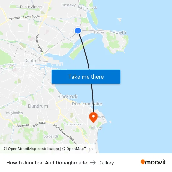 Howth Junction And Donaghmede to Dalkey map
