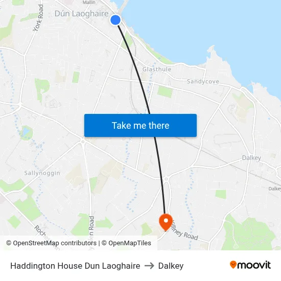 Haddington House Dun Laoghaire to Dalkey map