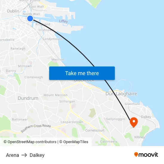 Arena to Dalkey map