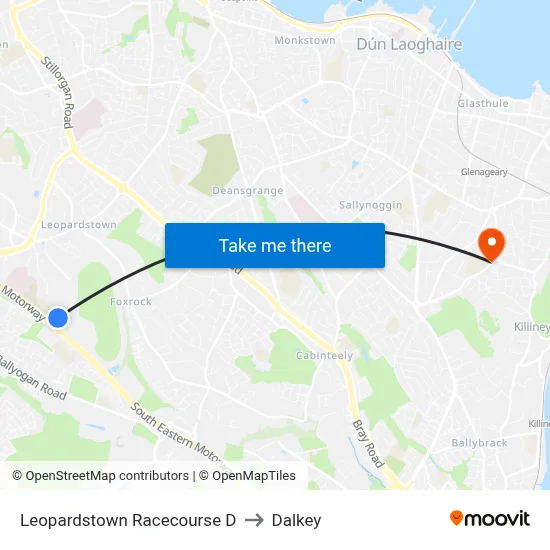 Leopardstown Racecourse D to Dalkey map
