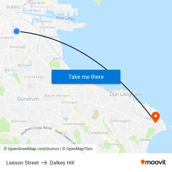 Leeson Street to Dalkey Hill map
