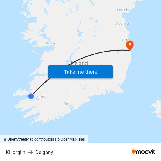 Killorglin to Delgany map