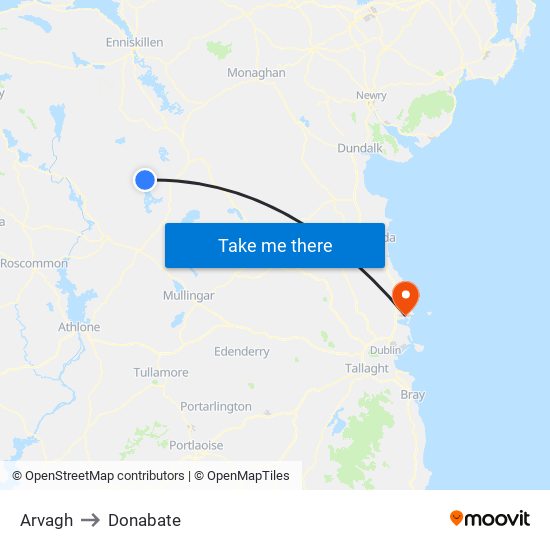 Arvagh to Donabate map