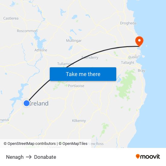 Nenagh to Donabate map