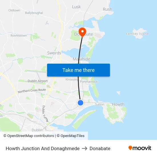 Howth Junction And Donaghmede to Donabate map