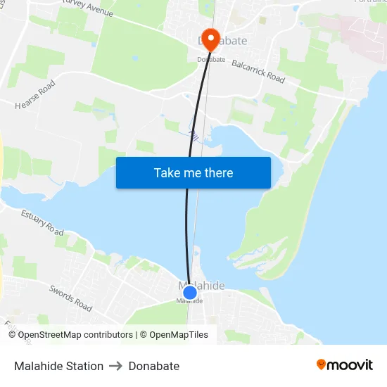 Malahide Station to Donabate map