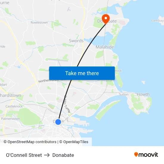 O'Connell Street to Donabate map