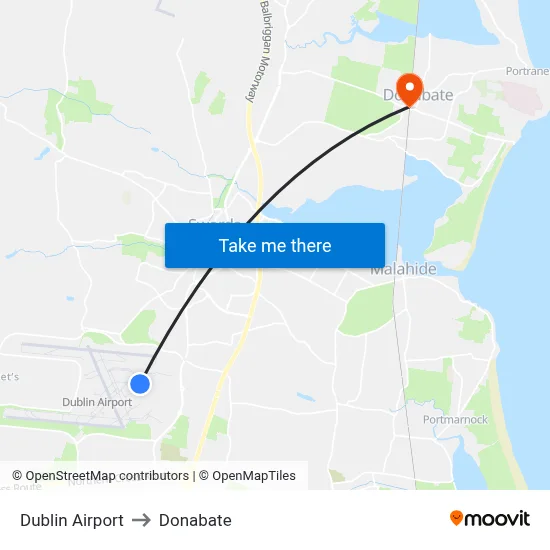 Dublin Airport to Donabate map