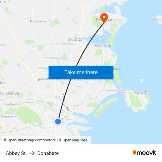 Abbey St. to Donabate map