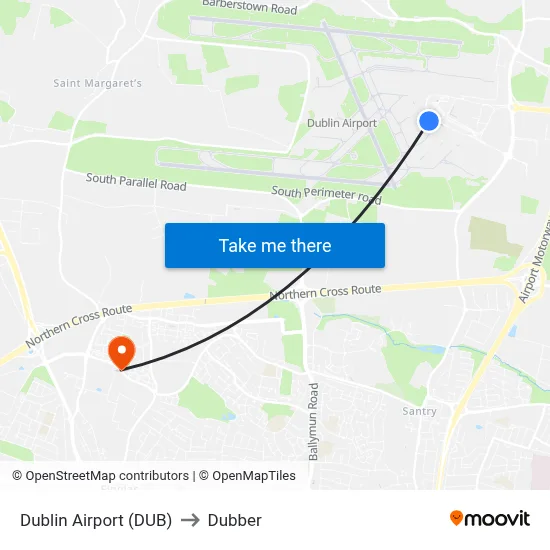 Dublin Airport (DUB) to Dubber map