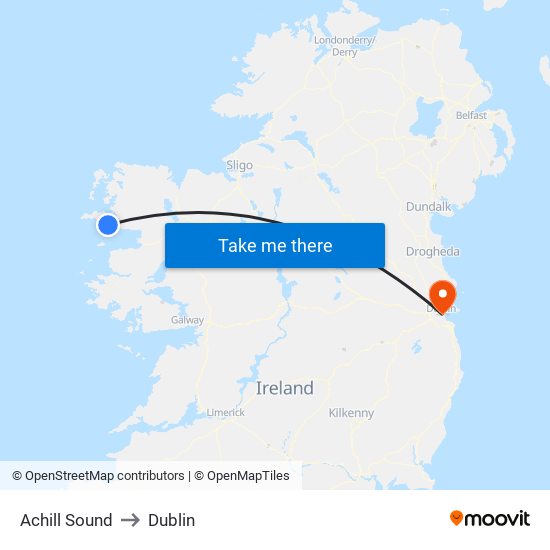 Achill Sound to Dublin map