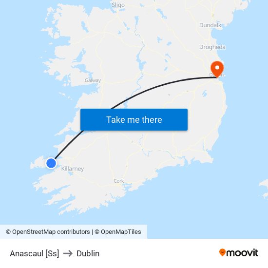 Anascaul [Ss] to Dublin map