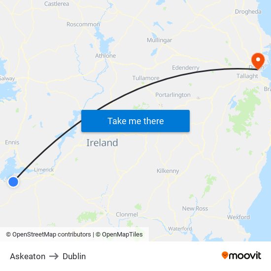 Askeaton to Dublin map