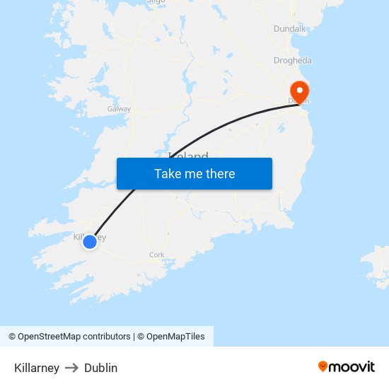 Killarney to Dublin map