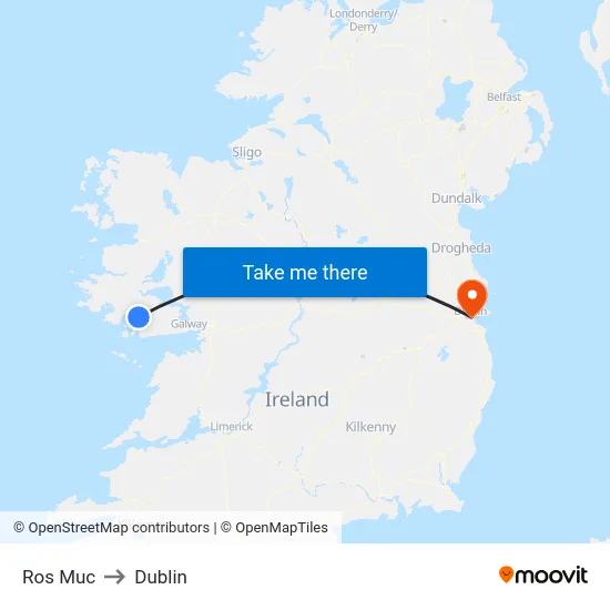 Ros Muc to Dublin map
