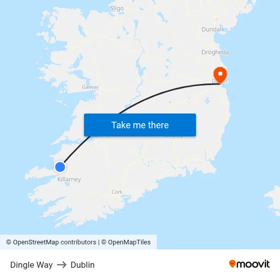 Dingle Way to Dublin map