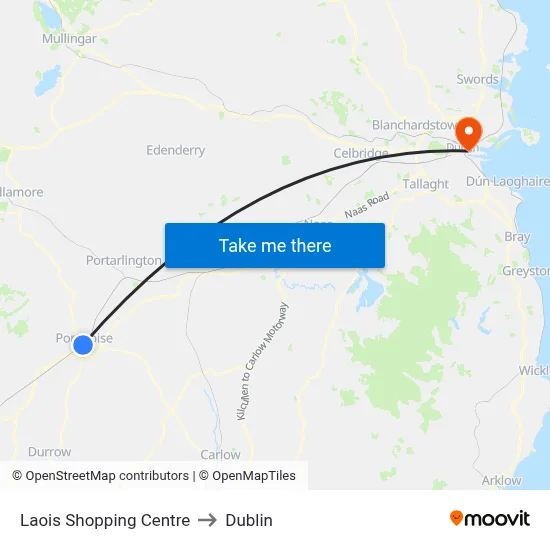 Laois Shopping Centre to Dublin map