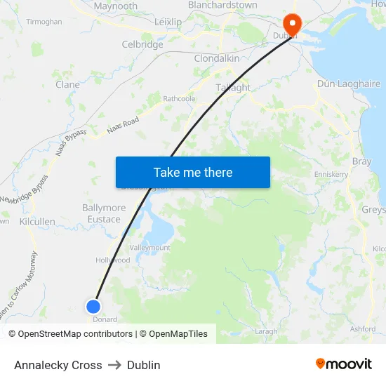 Annalecky Cross to Dublin map