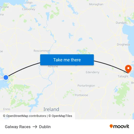 Galway Races to Dublin map