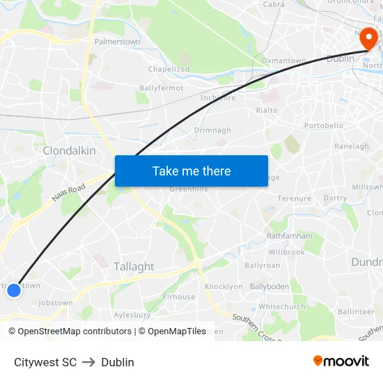 Citywest SC to Dublin map