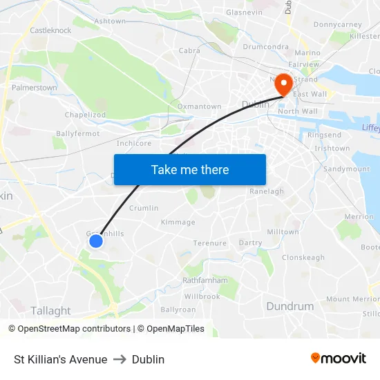 St Killian's Avenue to Dublin map