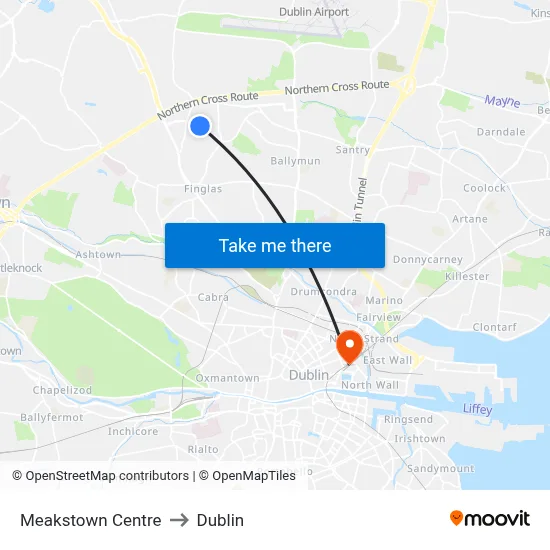 Meakstown Centre to Dublin map