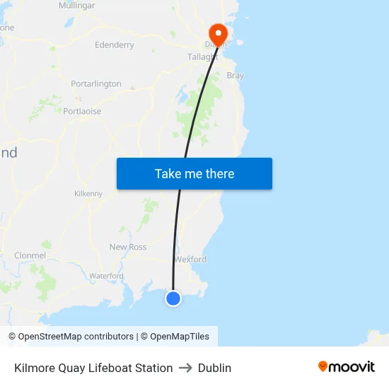 Kilmore Quay Lifeboat Station to Dublin map