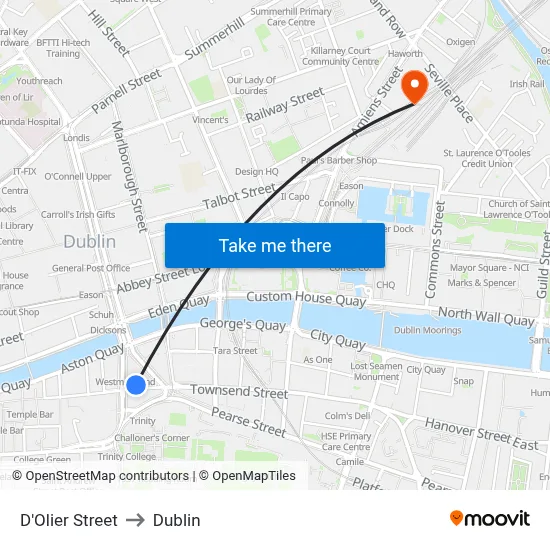 D'Olier Street to Dublin map