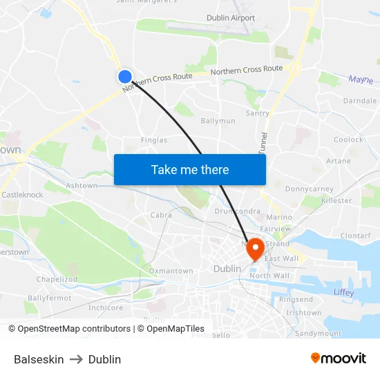 Balseskin to Dublin map