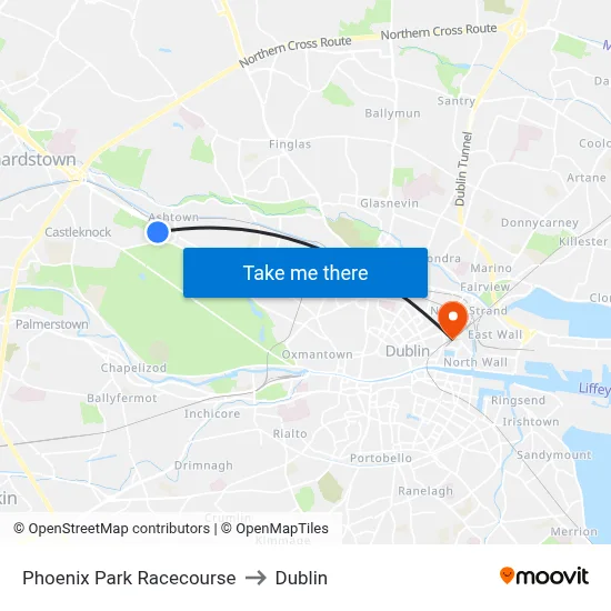 Phoenix Park Racecourse to Dublin map