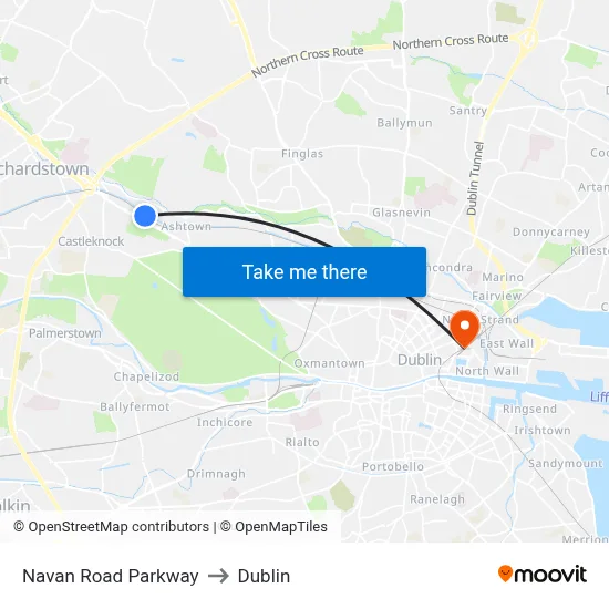 Navan Road Parkway to Dublin map
