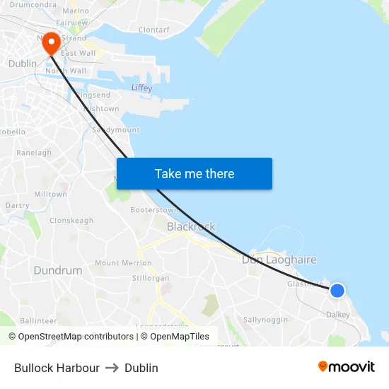 Bullock Harbour to Dublin map