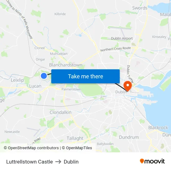 Luttrellstown Castle to Dublin map