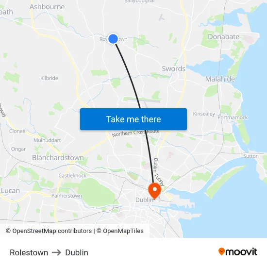 Rolestown to Dublin map