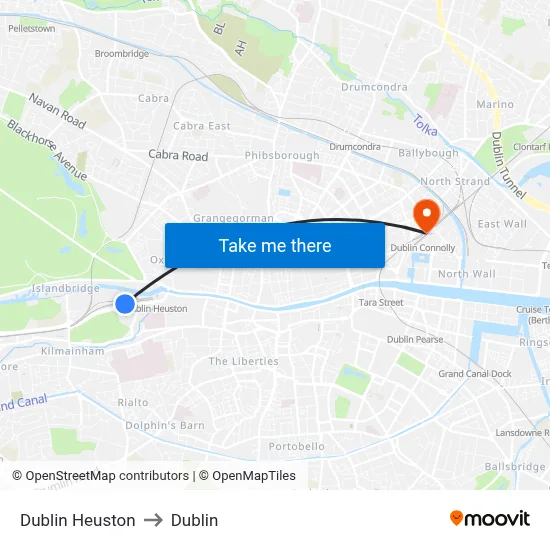 Dublin Heuston to Dublin map