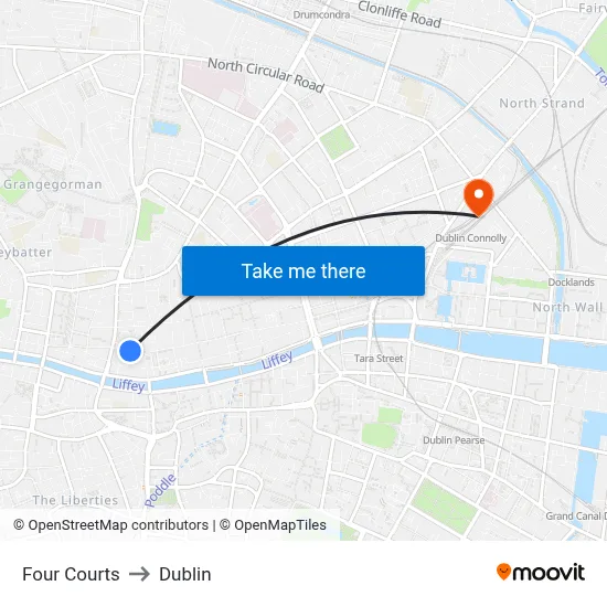 Four Courts to Dublin map