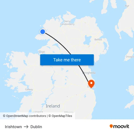 Irishtown to Dublin map