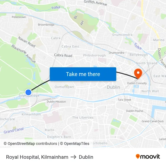 Royal Hospital, Kilmainham to Dublin map