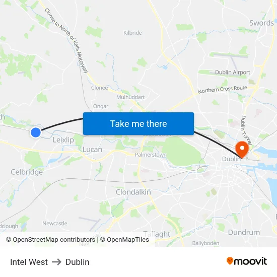 Intel West to Dublin map